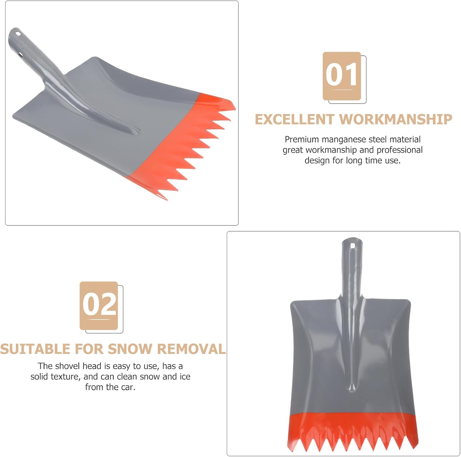 Professional Ice Breaking Shovel with Replaceable Scraper Head Heavy Duty All-Steel Snow Shovel for Outdoor Ice Removal and Sidewalk Snow Clearing for Driveway and Frost Cleanup