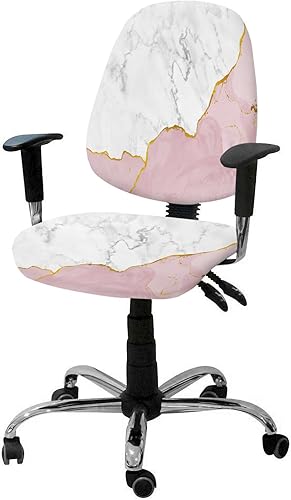 Vandarllin Funda para silla de oficina, color oro blanco, rosa, elástico, universal, para computadora, escritorio, ágata de mármol abstracto,