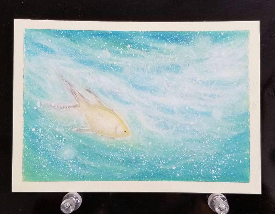 Amazon.co.jp: オイルパステル原画 優雅に泳ぐ魚 水中 海 : おもちゃ