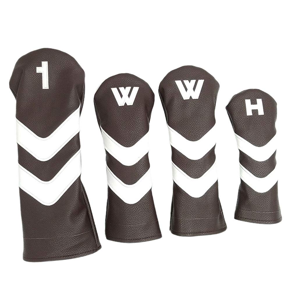 Golf Club Head Covers,Golf Head Covers 4x Waterproof PU Plush No. 1, 3, 5 UT Golf Head Cover 460cc Hybrid Headcover Club Protector Scratch Resistant
