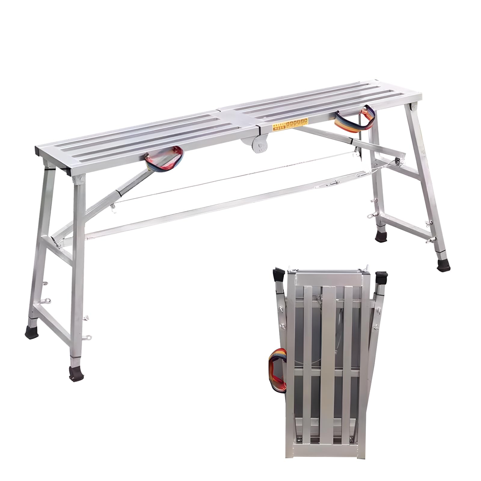 Plataforma de Trabajo Plegable, Andamio Ajustable Portátil, Andamio Resistente para Limpieza de Techos, Taburete Escalón para Remolque Vehículo, 160 x 30 cm