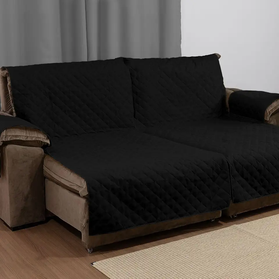 CAPA PARA PROTETORA DE SOFÁ RETRÁTIL E RECLINÁVEL DE DOIS LUGARES DE 1,20M TOTAL 2,40M X 2,40M ALTURA (Preto)