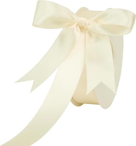 Cinta de satén marfil, seda crema de 1 pulgada para decoración de bodas, ramo de novia, manualidades, envoltura de regalos, decoración de fiestas,