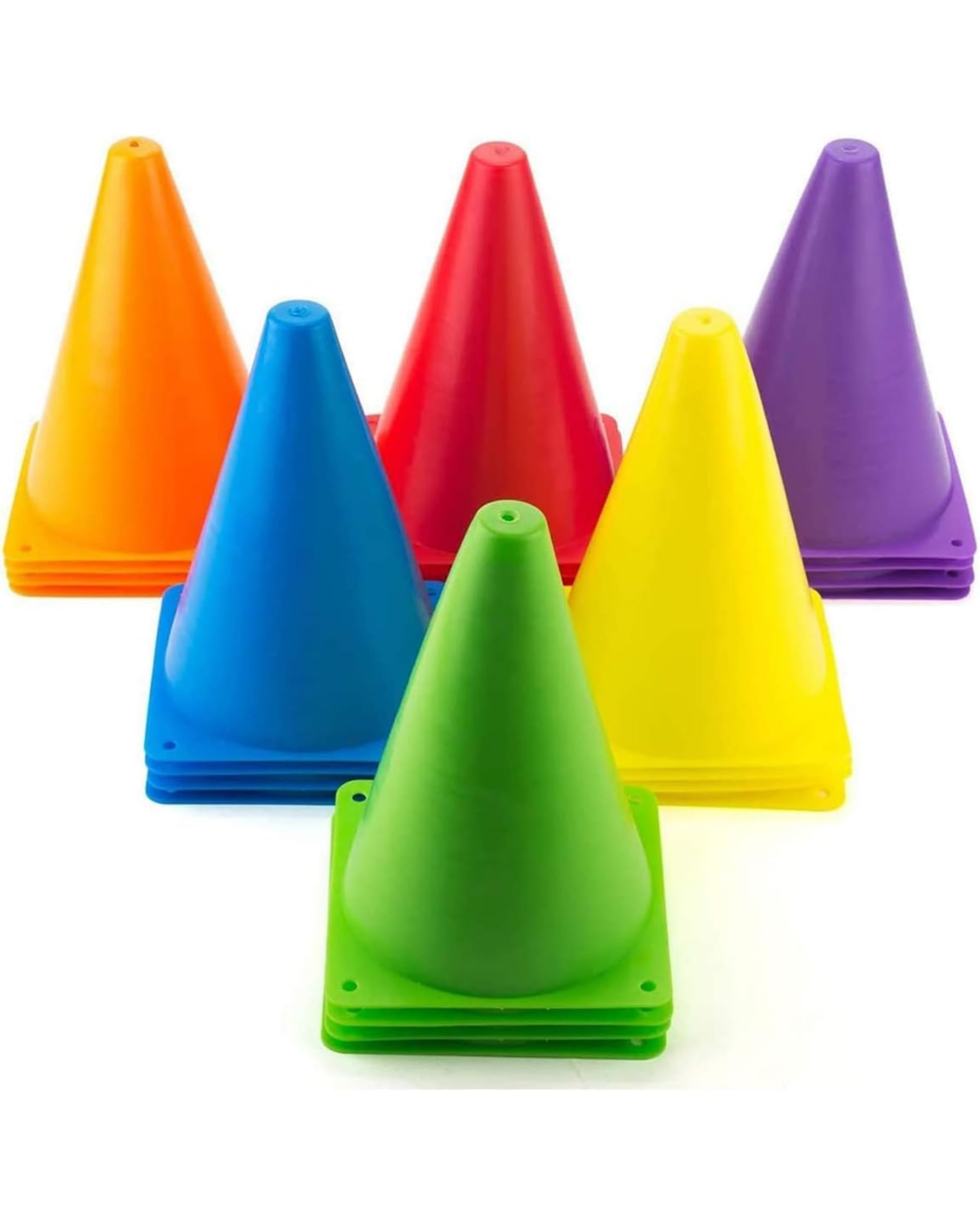 30 Pack Training Cones 18cm (7 Inch) - High Visibility Football Cones & Sports Field Markers - Durable Flexible Plastic Agility Cones for PE, Skating, Dog Training & Many Games - Multi Colour-image-33