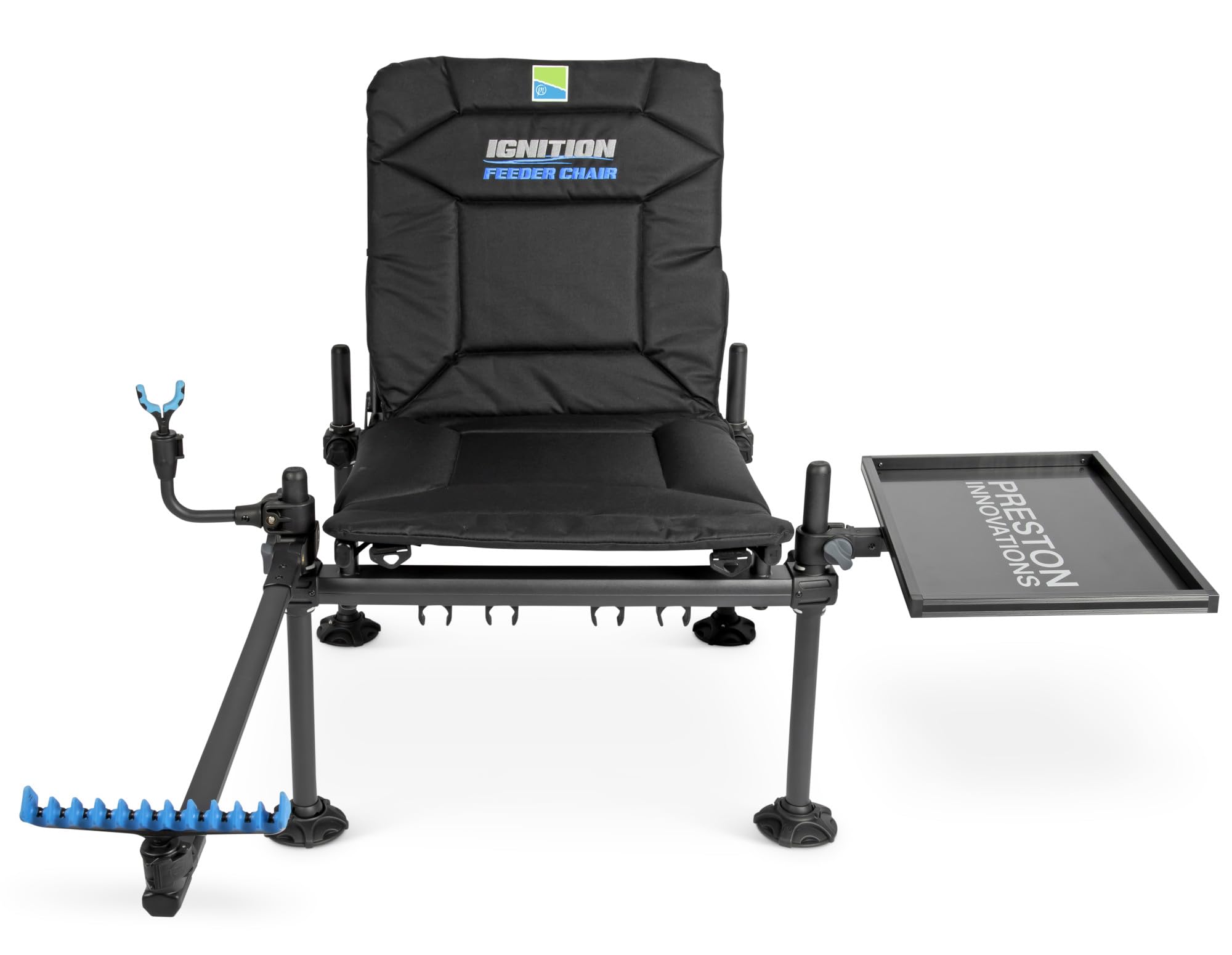 Preston Innovations Preston Ignition Feeder Chair Combo Chaise feeder avec bras feeder, bras croisé, 2 supports de canne et table d'appoint