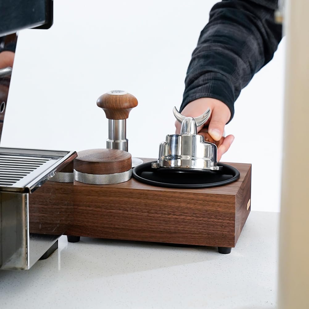 watchget Knock Box Boîte à frapper en bois avec station de tamper pour expresso, boîte de rangement pour café 51/54/58 mm, distributeur de café, accessoires expresso en bois