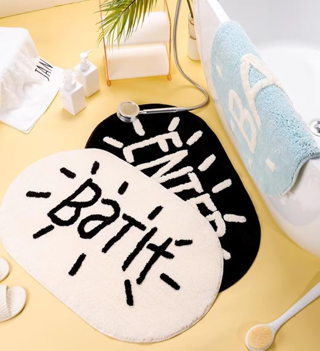 Alfombras de baño con letra ENTER/BATH,alfombra de baño de colores mezclados,alfombra de baño de microfibra antideslizante absorbente de agua,alfombrillas lavables,alfombrilla para puerta de entrada