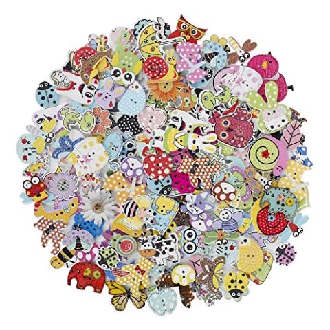 Cartoon Buttons Wooden Animal Button Mixed Color Craft Button Cover