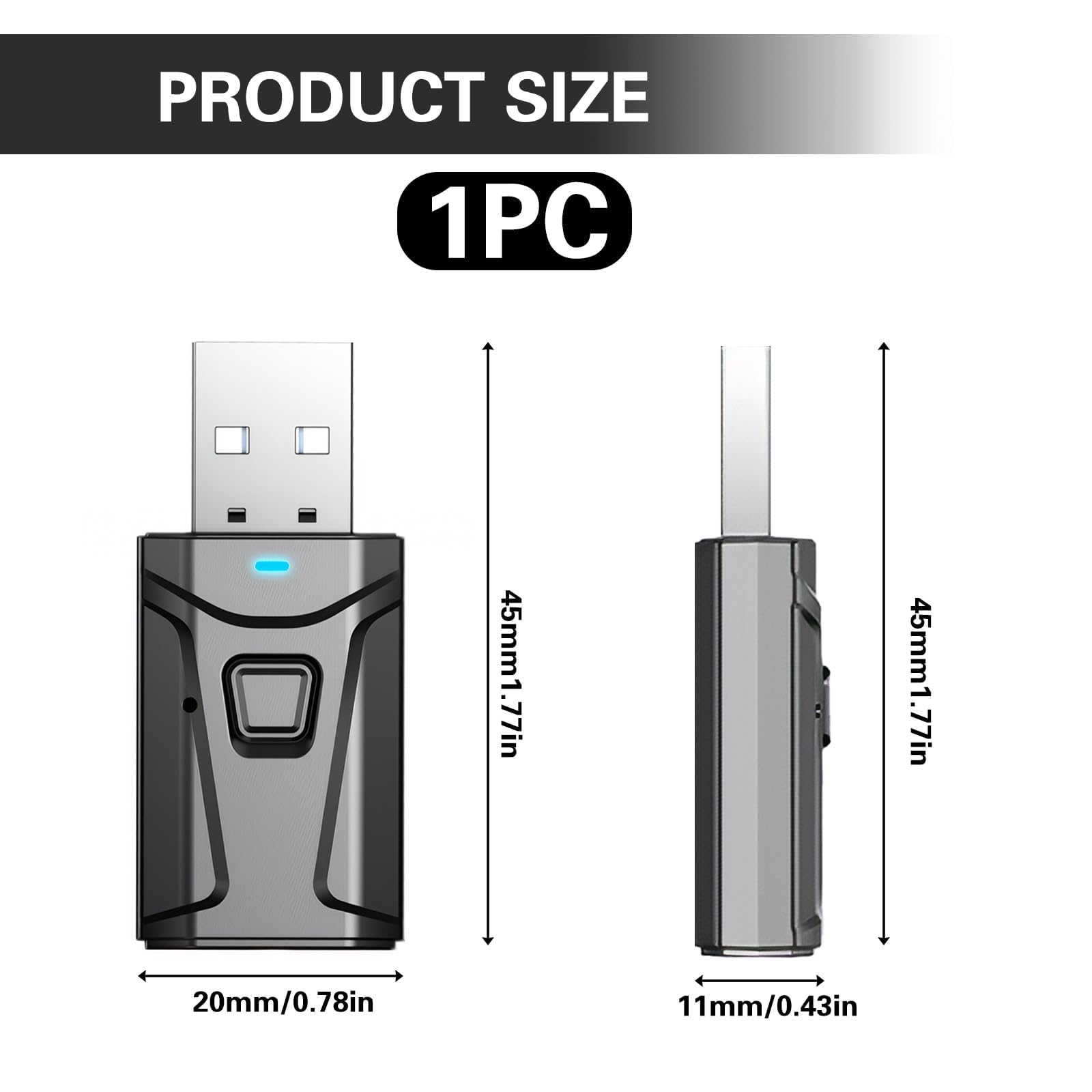 Bluetooth Adapter for TV, Bluetooth Transmitter for TV USB Bluetooth Adapter for PC, USB Bluetooth Adapter for Car, Wireless Audio Solution for Home Living Room Car Office Use — view 2