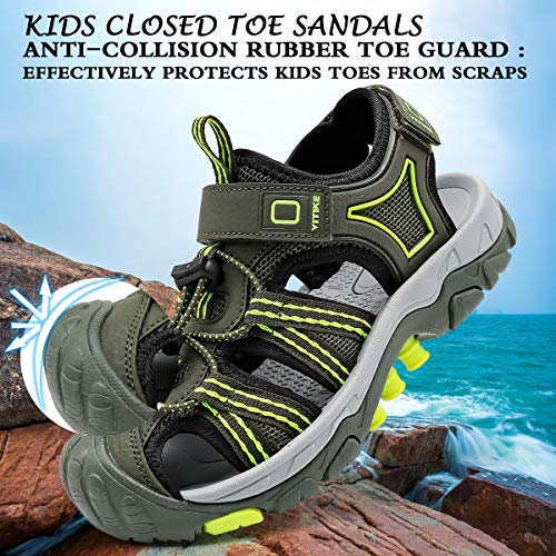 Jmfchi Fashion Boys Sandals Kids Sports Sandals Outdoor Sandals Hiking Shoes Closed-Toe Beach Sandals Girls Summer Pool Shoes Water Shoes Quick-Drying Shoes For Toddler Little Kid Big Kid Army Size 4 #TOP4