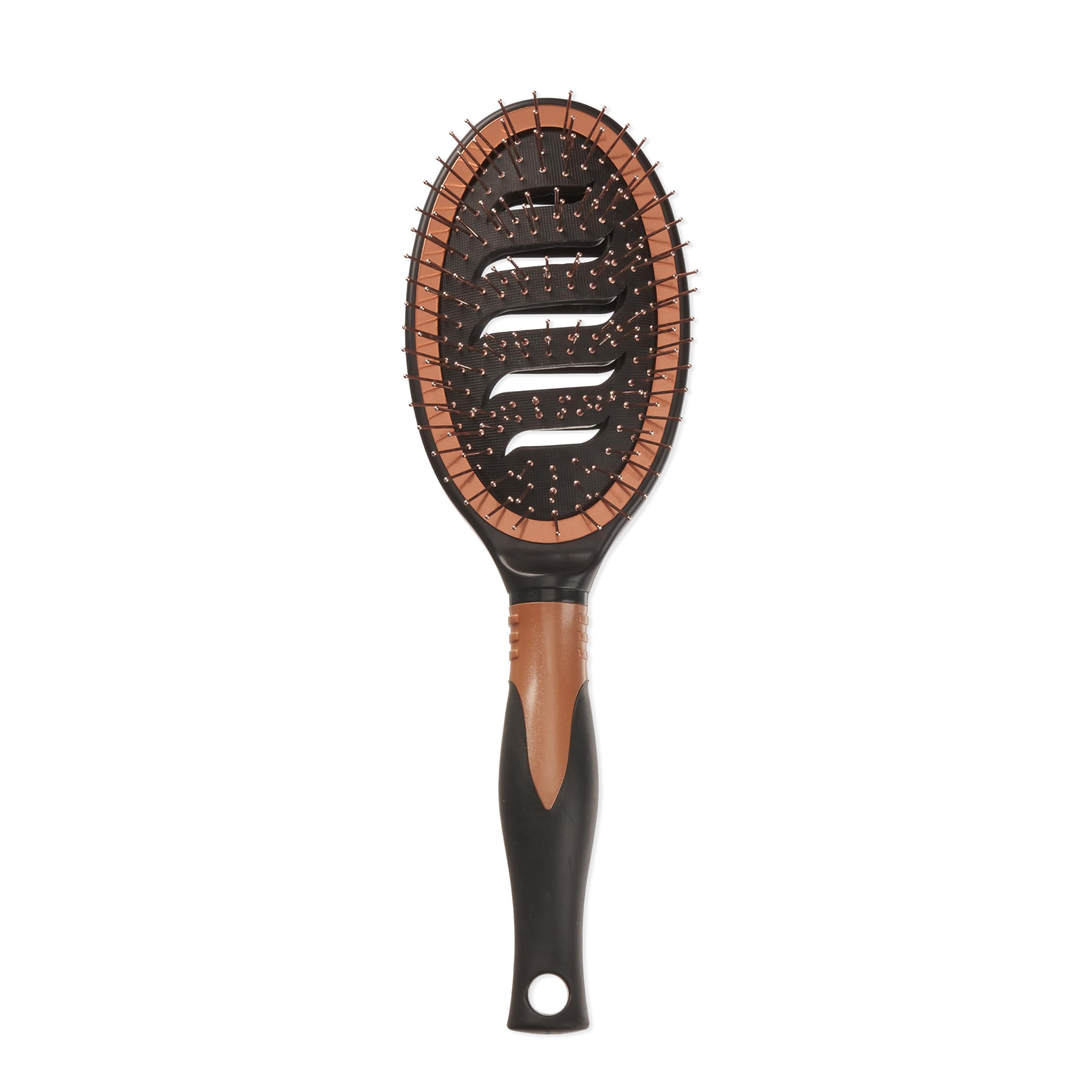 Conair Quick Blow-Dry Pro Vented Copper Pin Cushion Brush, Static-Reducing Blow Dry Brush with Copper-Coated Metal Pins, Flexible Vented Cushion Hairbrush for Smoothing All Hair Types