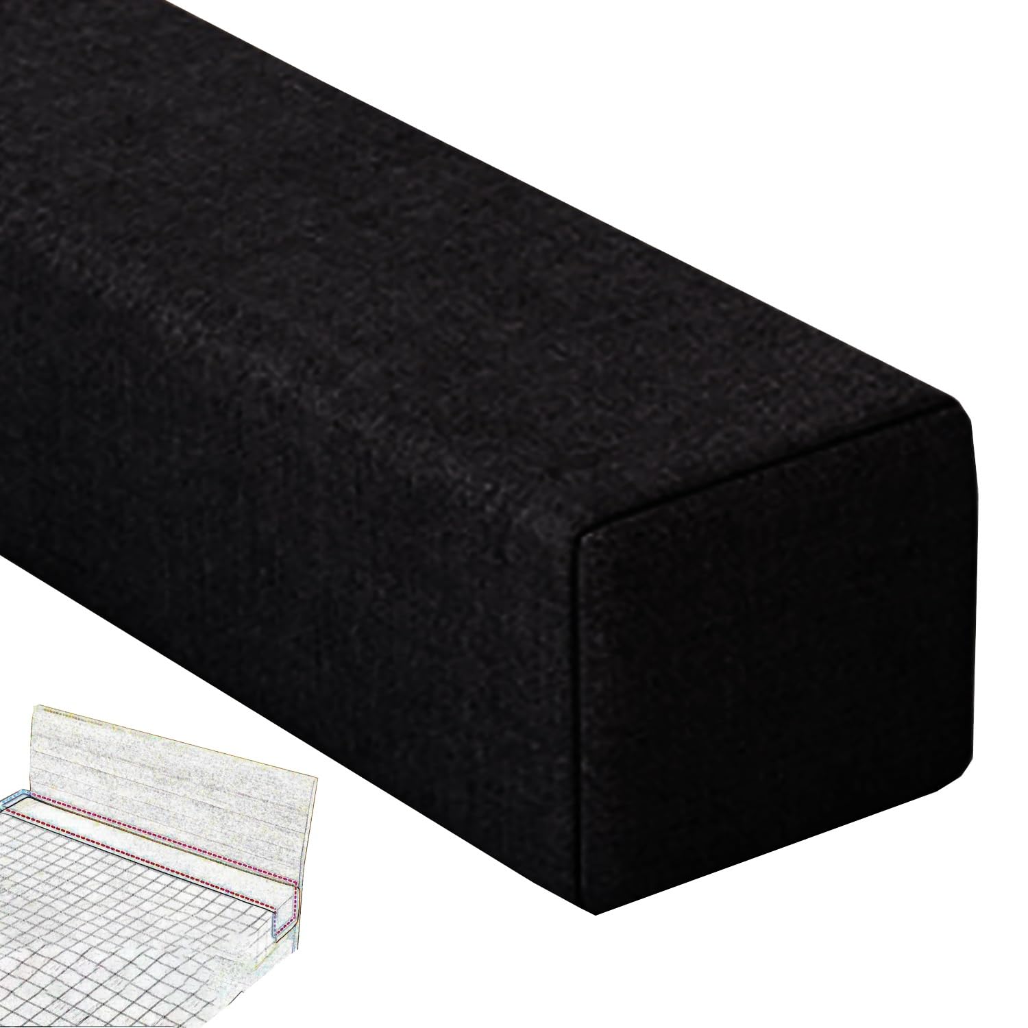 Letto Gap Filler Cuscino Riempitivo per Materassi Connettore per Letto Doppio/Materasso, Tessuto di Lino,per Riempire Lo Spazio tra la Testiera e Il Materasso(Nero,160x10x25cm)