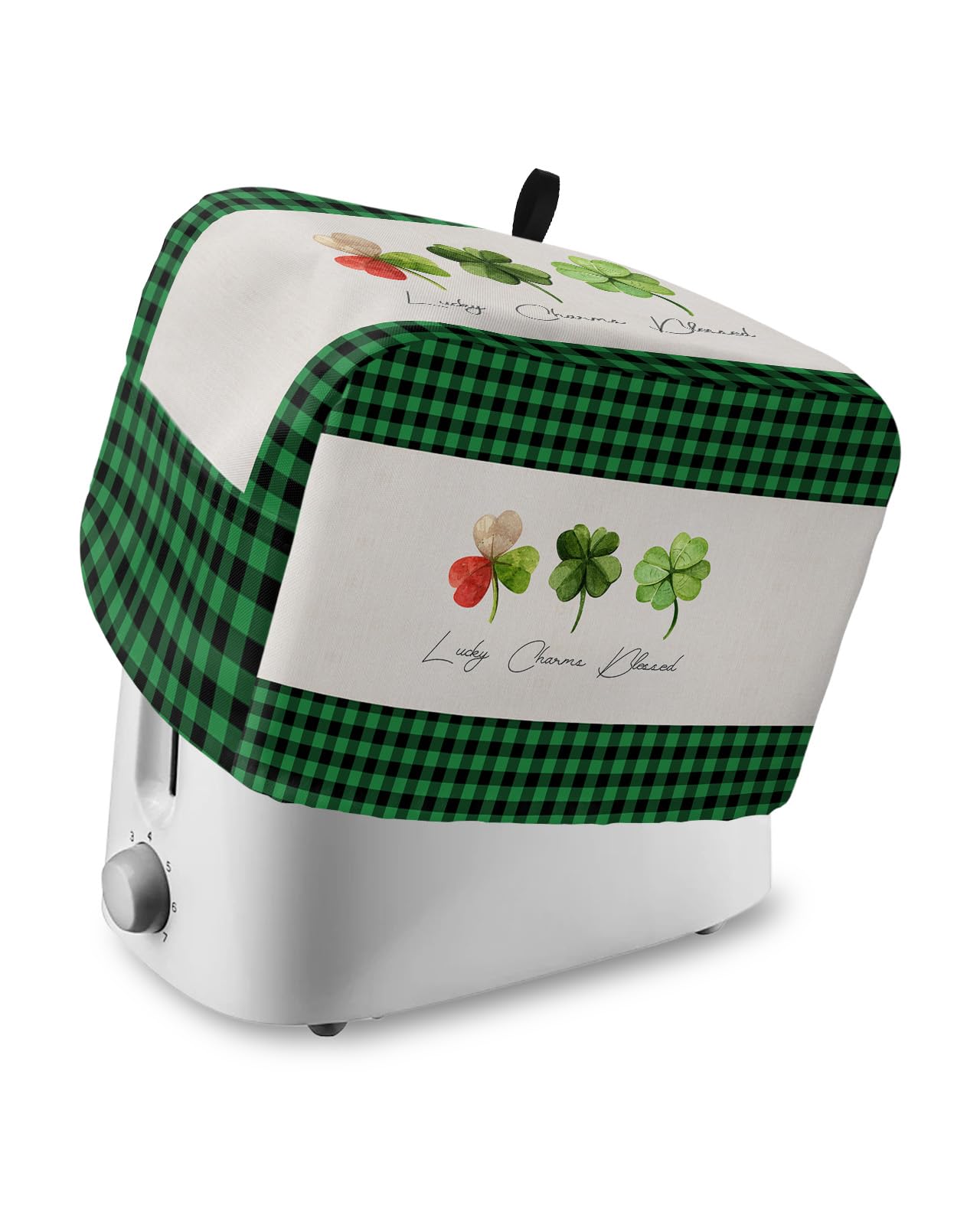 Toaster Covers 4 Slice Slot Green Shamrock Bread Machine Oven Cover Clover Rustic Buffalo Check Kitchen Fingerprint Protection Bakeware Protector Large