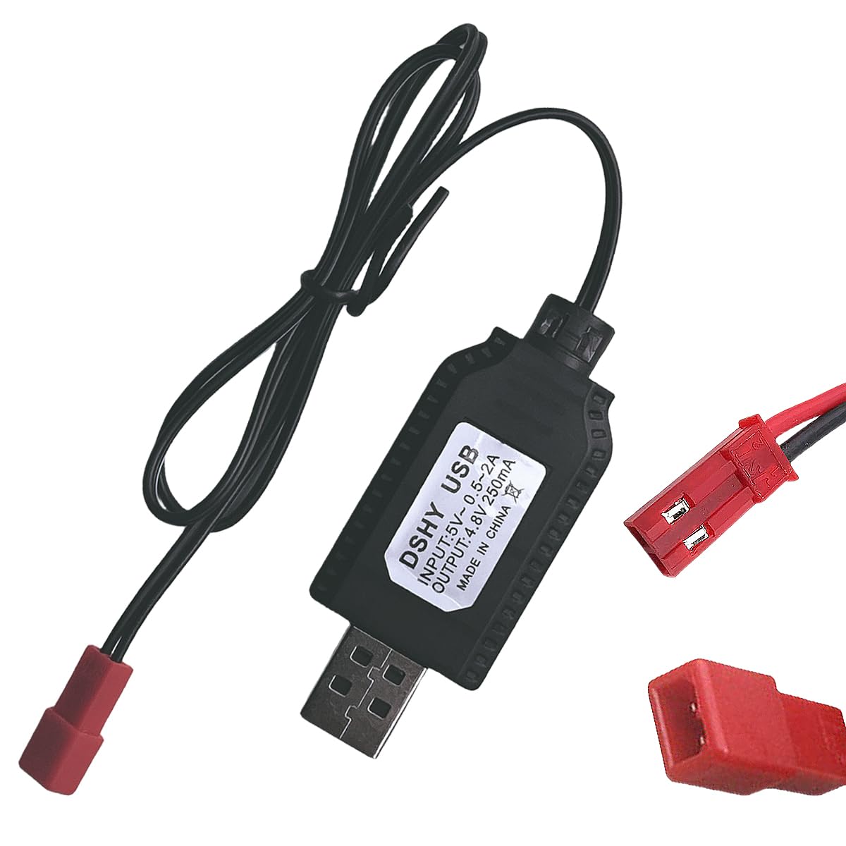 4.8V USB Charger Cable with JST 2 Pin Plug Compatible RC Car RC Plane RC Tank RC Boat and Other Remote Control Toys for Universal 4.8V Lipo Battery (1) โ image 1