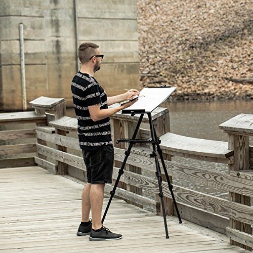 Soho Urban Artist Watercolor Field Easel With Carry Case - Light Weight, Adjustable Height And Foldable For Travel Painting - Black Anodized Aluminum #TOP5