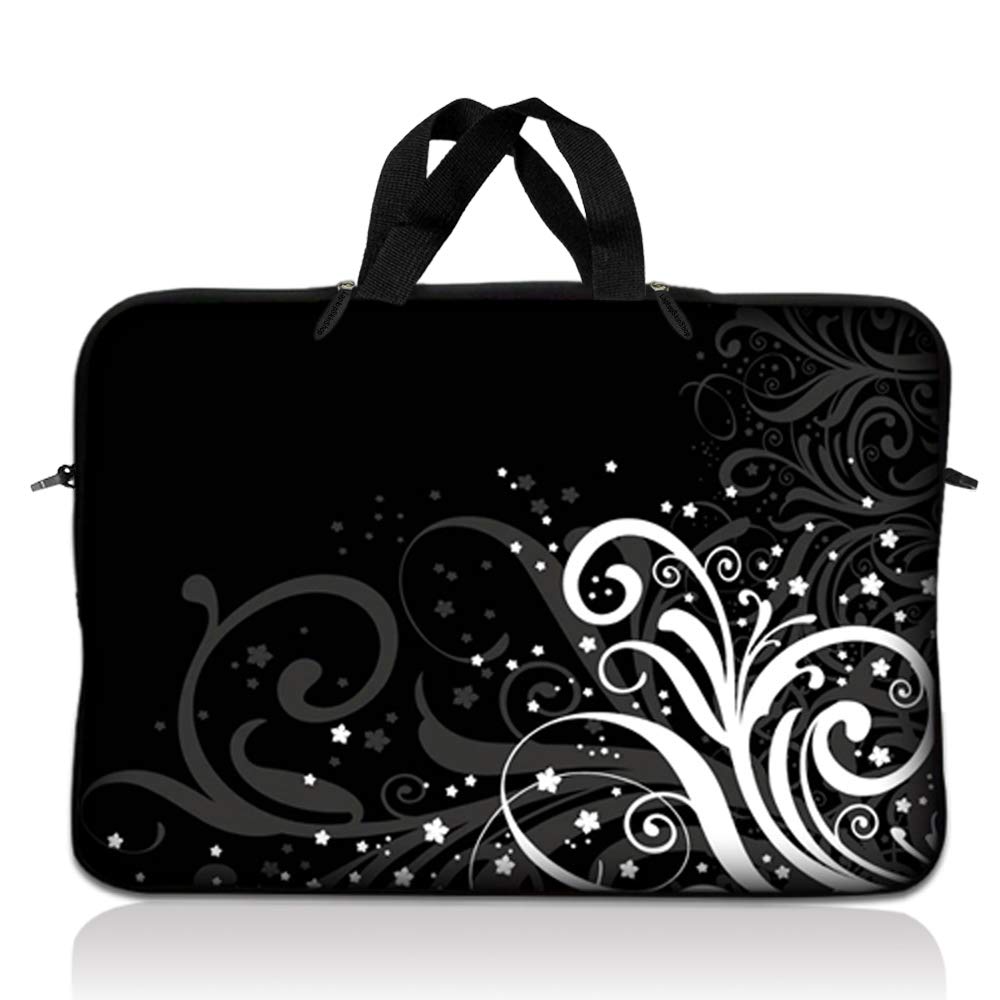 LSS 12.3 inch Laptop Sleeve Bag Carrying Case Pouch with Handle for 11" 11.6" 12" Acer, Asus, Dell, Hp, Sony, Toshiba, Pink Plumeria Flower — view 56