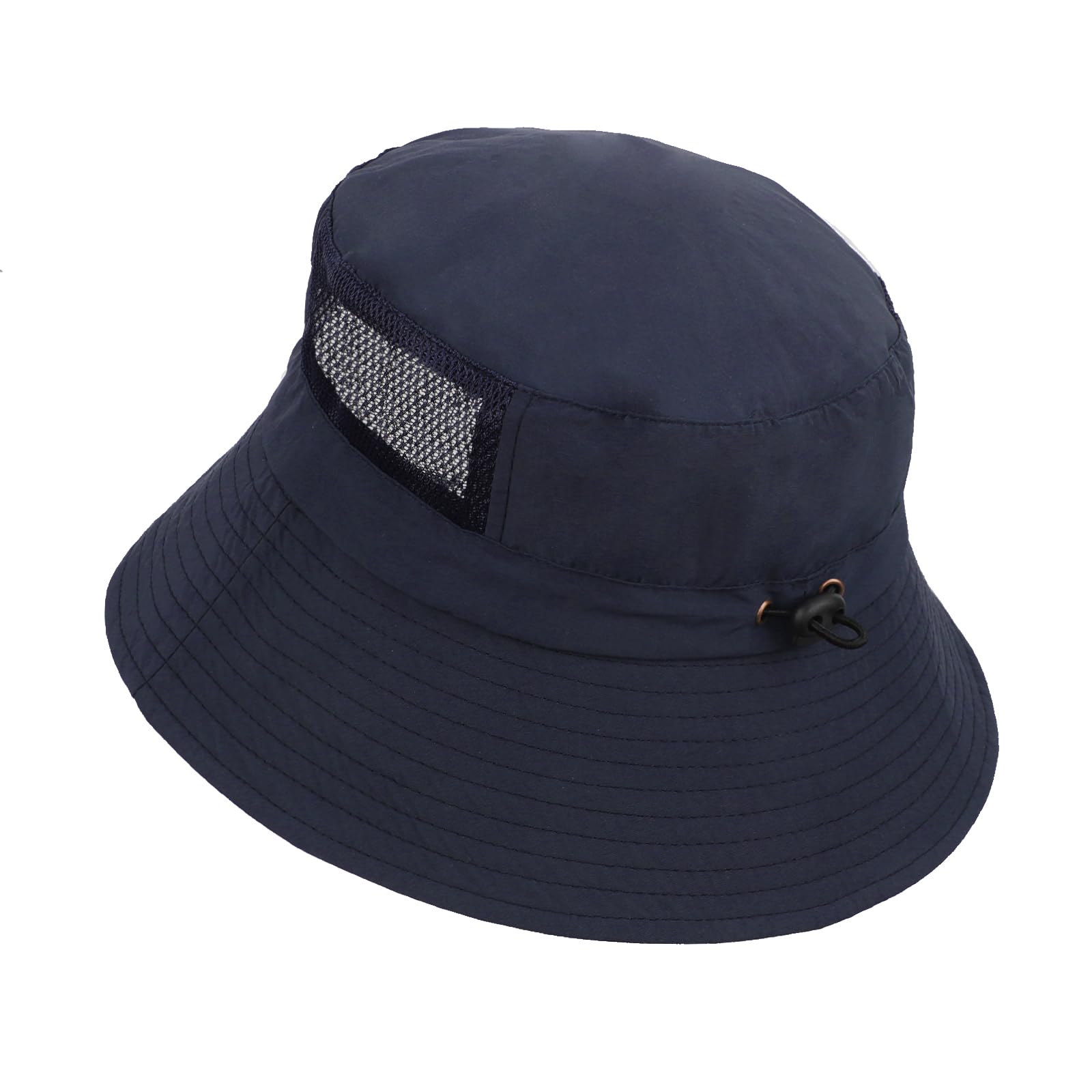 JIAHG Unisex Bucket Sun Hats with Breathable Mesh Adjustable Neck Strip Packable Quick Dry Summer Beach Sun Hat Adult Fisherman Cap for Fishing Cycling Hiking Camping Navy Blue - Image 3