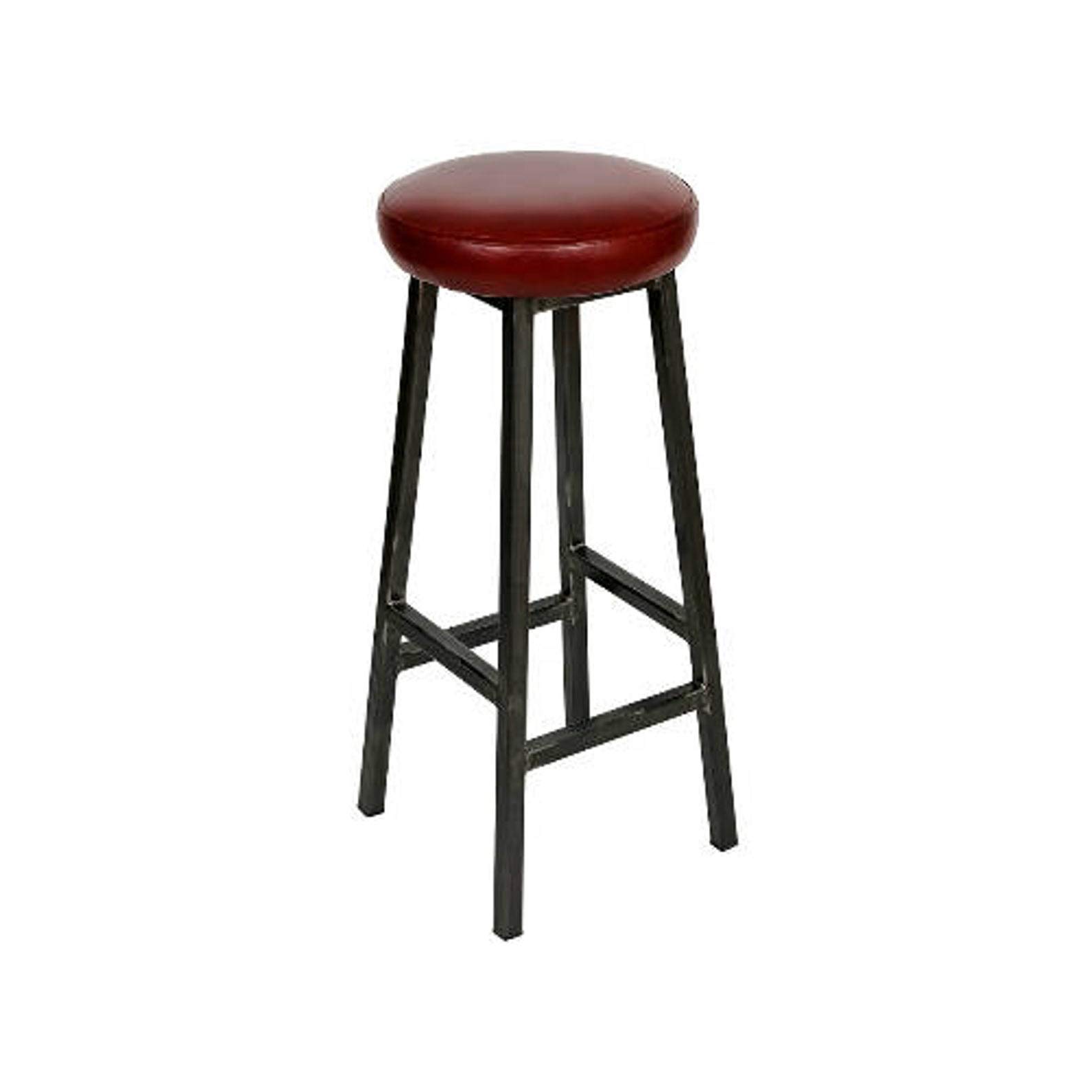 INDIAN DECOR. 45186 Square Frame Breakfast Stool / Bar Stool with Cushioned Seat Dining Barstool Chairs Kitchen Cafe Black , Cushioned Stool for Home / Kitchen / Office and Restaurants (Metal)