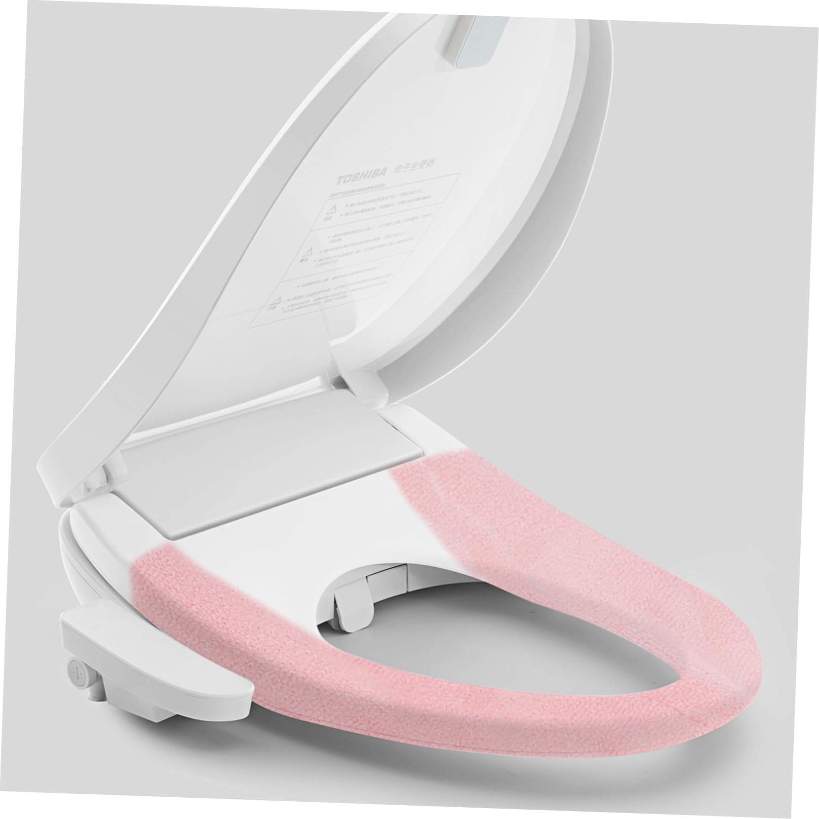 SOLUSTRE Warm Pink Toilet Seat Cushion Mat Pad Soft Button Style Toilet Seat Cover for All Seasons Comfortable and Cozy Bathroom Accessory Prevents Moisture and Stains