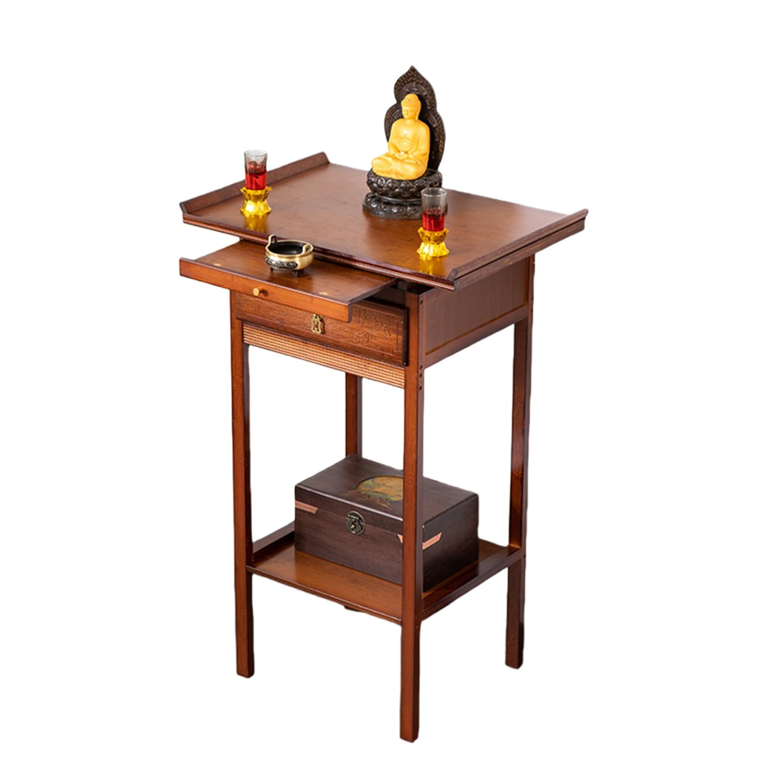Mesa de oración compacta para crear un rincón zen en salas de estar