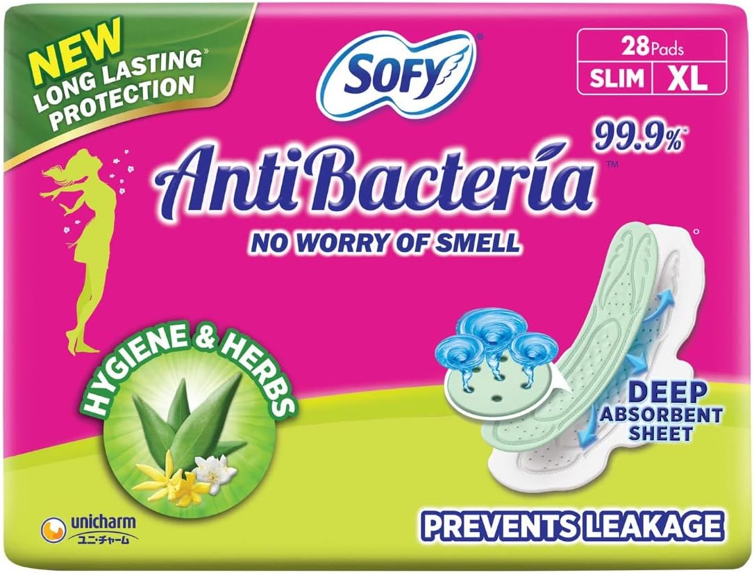 Sofy Anti Bacteria Extra Long Sanitary Pads - Slim (28 Count (Pack of 1))