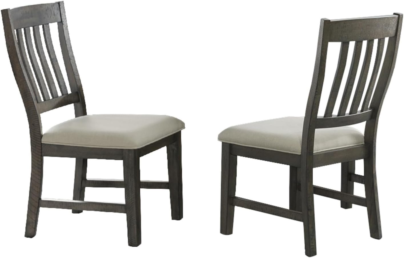HomeStock 6 Piece Dining Set with Bench, 96" Rectangular Extendable Table, 4 Upholstered Side Chairs, Distressed Gray Wood, Seats 8