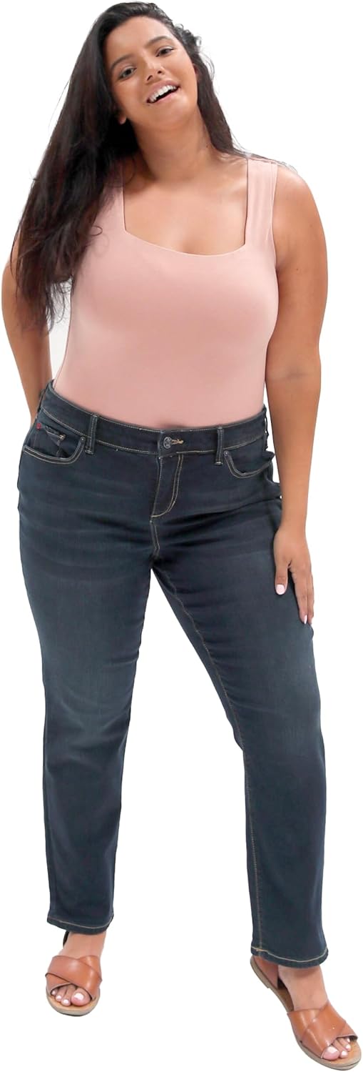 Slink - Premium Women's Plus Size Stretch Mid Rise Slim Jeans (Indigo)