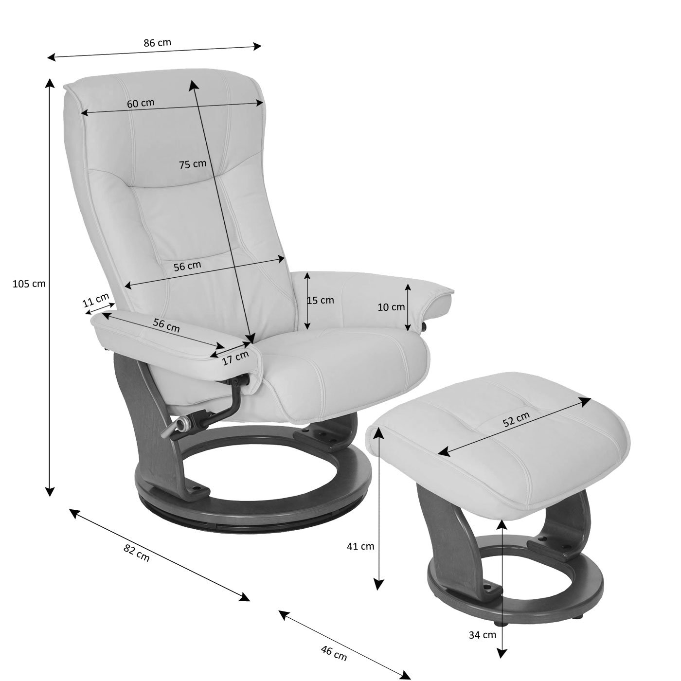 Robas Lund MCA Relax sillón Hamilton, sillón. Taburete, plástico/Textil 130 kg ~ antikbraun, color miel