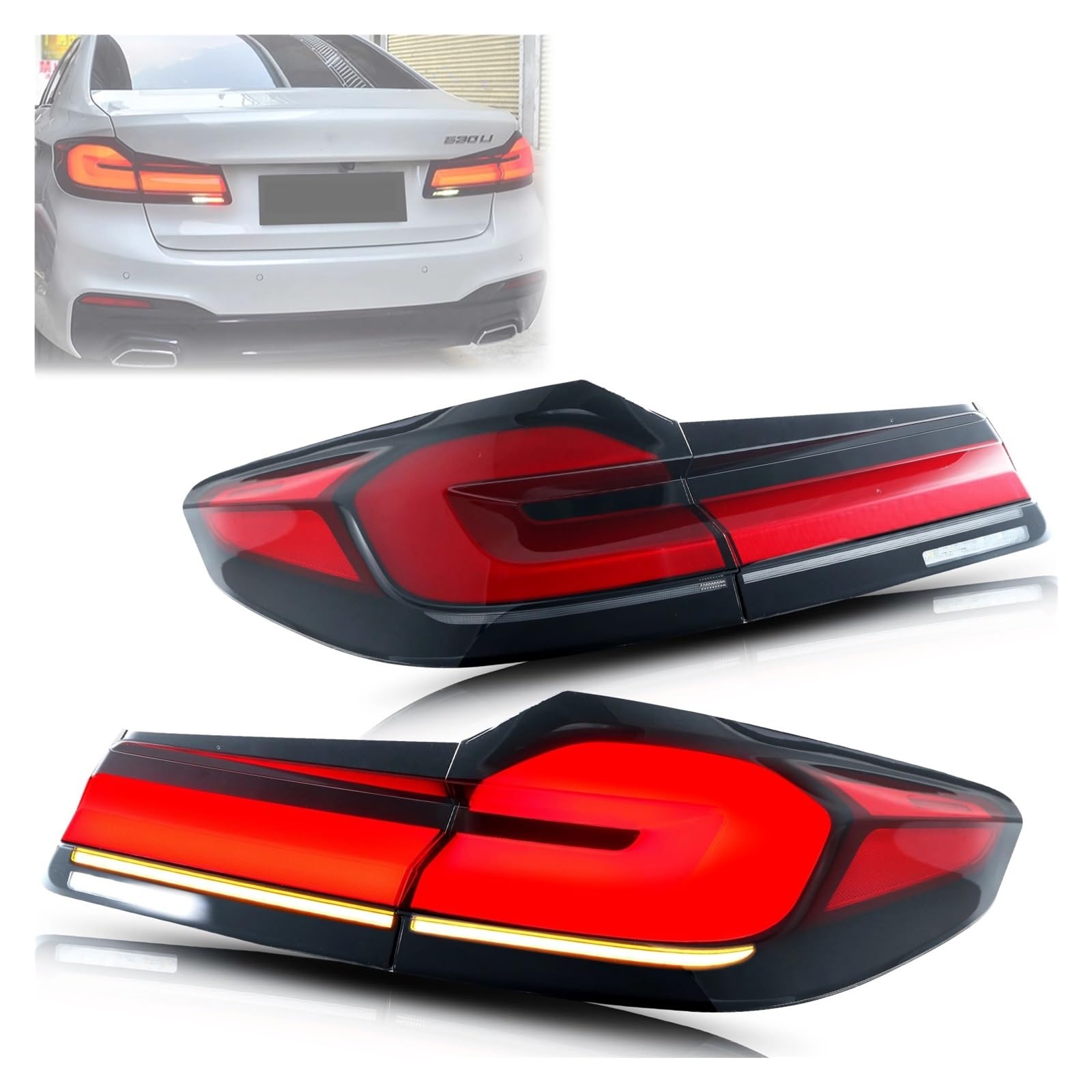 Piloto Trasero Kit Para BMW G30 5-Series F90 Para M5 5er 2017-2020 Señal Giro Secuencial E-mark Conjunto Lámparas Traseras No Compatibles Con Luces LED LCI G31