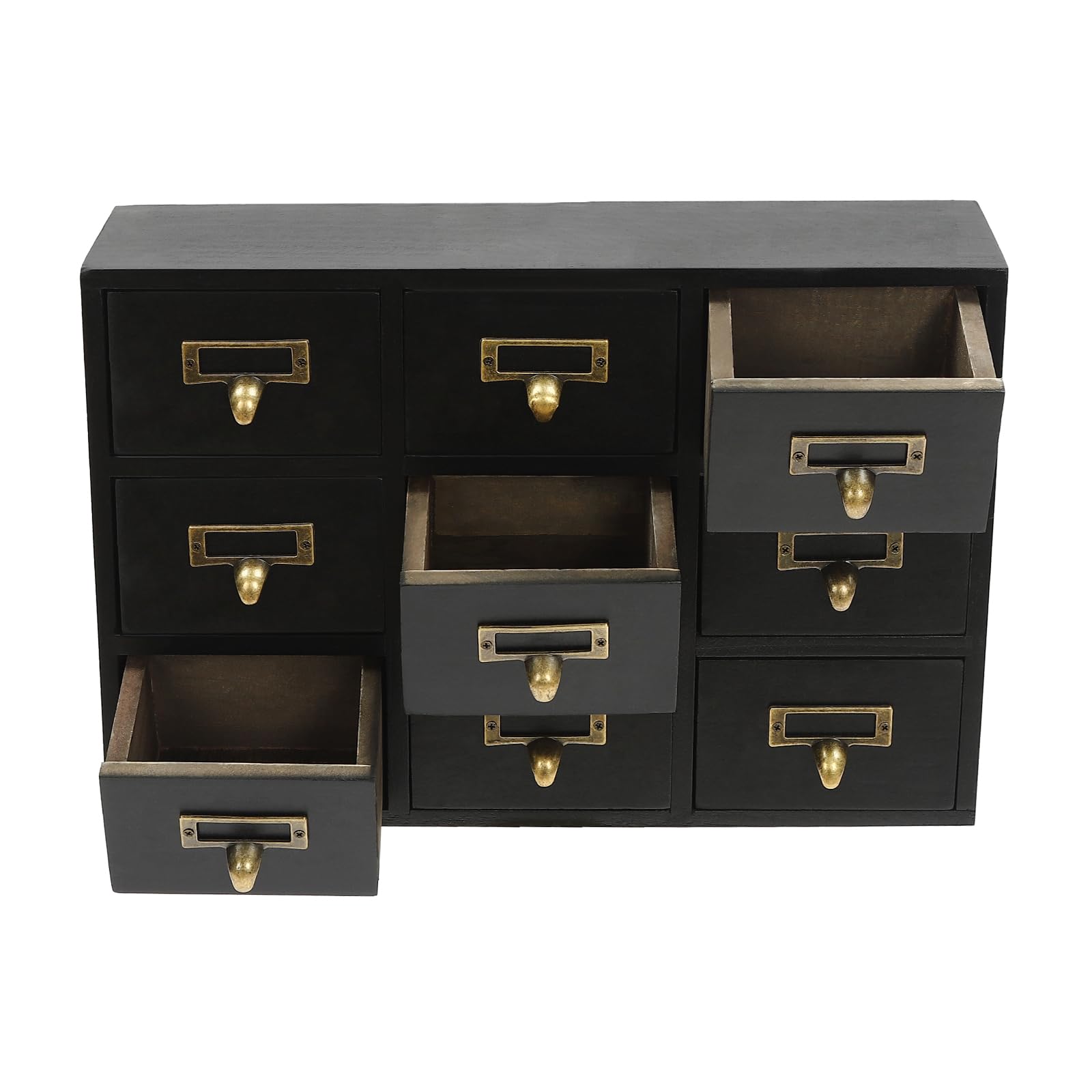 Organizador de Literatura, catálogo de Tarjetas, cajón, botiquín con 9 cajones, Mueble para Manualidades, Medicina, joyería, Maquillaje (Mueble de Almacenamiento Negro de 9 cajones