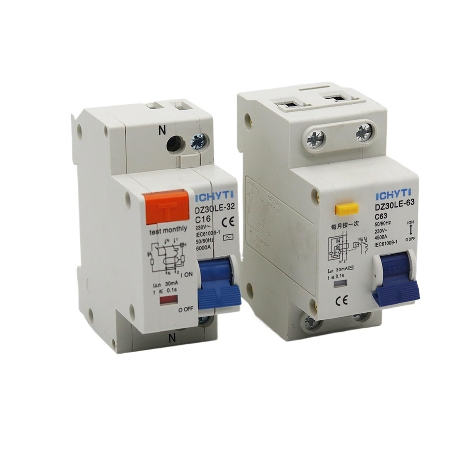 Disjoncteur différentiel 1P+N 230V pour protection fuite terre