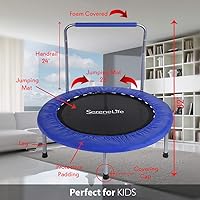Vista 2 de SereneLife Trampolín portátil y plegable - Mini rebote en casa de 36 pulgadas, ejercicio corporal de fitness, versión actualizada - SLSPT365, azul