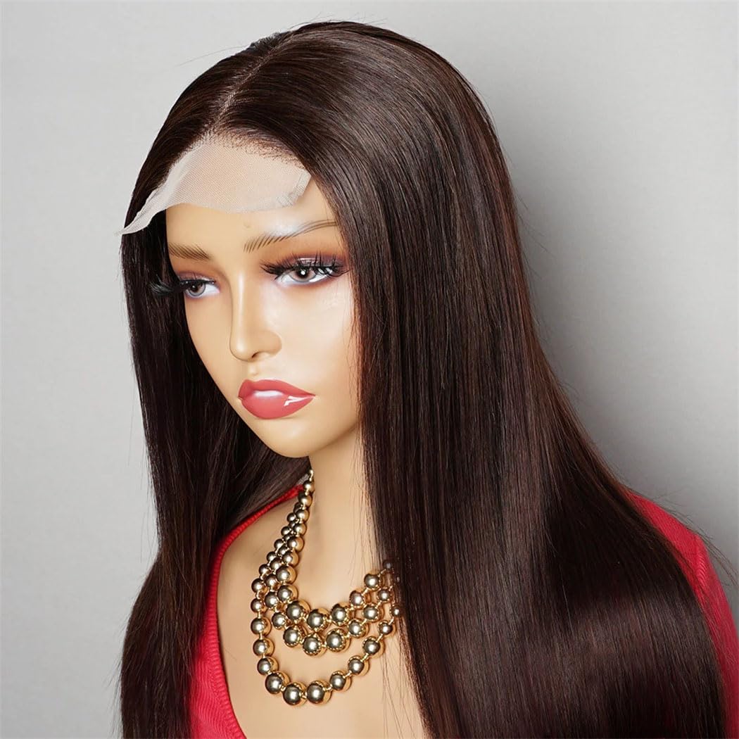 Parrucche for capelli umani anteriori in pizzo densità 180% da donna Capelli Remy pre-pizzicati trasparenti e lisci(13x4 Lace Wig,28 in)