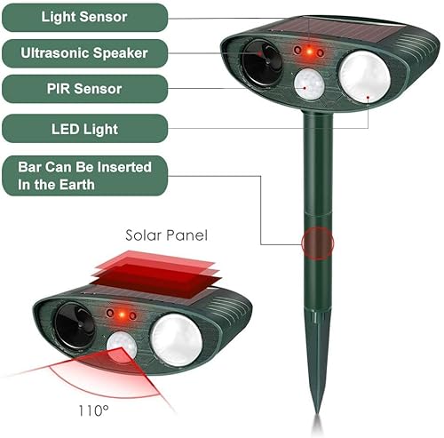 Cat Scarer Cat Repelente Ultrassônico Alimentado por Energia Solar Deterrentes Animais para Jardins