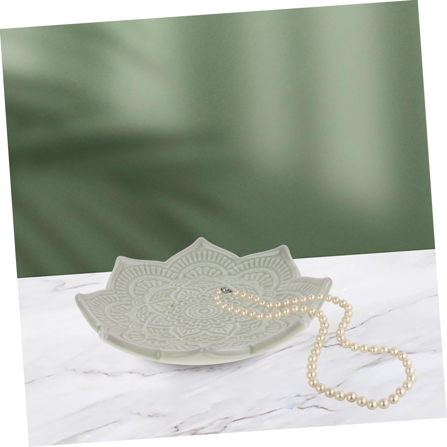 SHERCHPRY 5 Stück Keramik Schmuckschale Goldschale Schmuckschale Ringschale Halter Tablett Ringschale Kommode Ringschale Schmuckhalter Organizer Schubladenschale Goldgrün Weiß