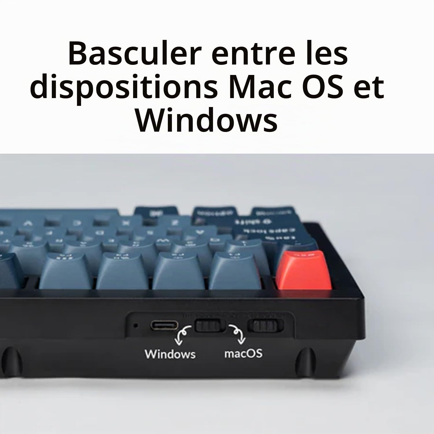 Keychron V5 Max Clavier Mécanique sans Fil Personnalisé, 2.4G Hz Bluetooth Cable Connection QMK/Via Programmable, Lumière RVB Hot-Swap Gateron Jupiter Rouge Switch pour Mac/Windows/Linux FR Layout
