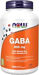 NOW Supplements, GABA (Gamma-Aminobutyric Acid) 500 mg + B-6, Natural Neurotransmitter, 200 Veg Capsules