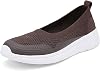 Womens Slip On Ballet Flats, Loafers Elegant Breathable Mesh Walking Shoes Comfortable Flat Dark Brown