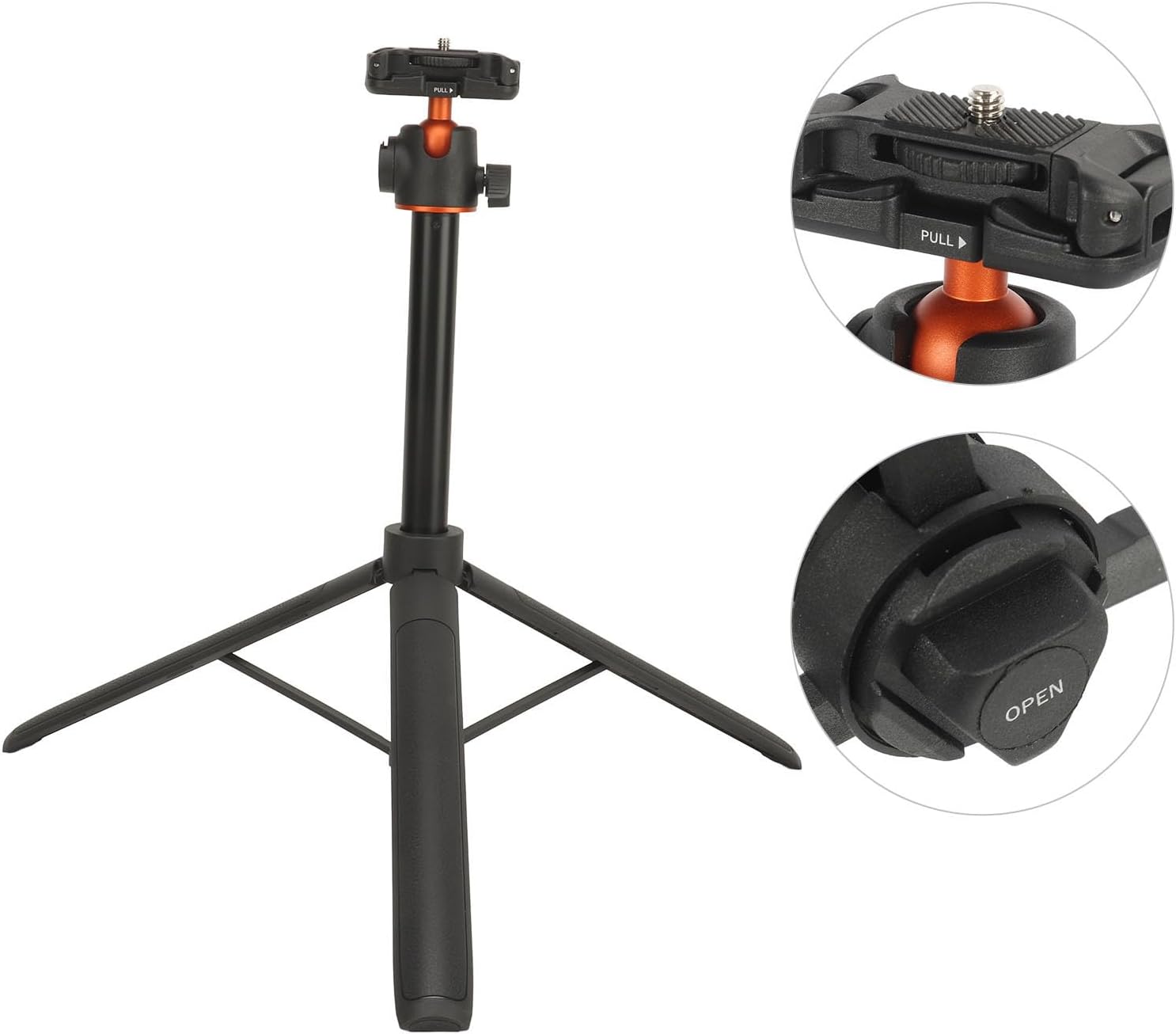 360° Rotating Aluminum Cell Phone Tripod with Extendable Height, Cold Shoe Port, Universal 1/4 Inch Screw for DSLR, Action Camera, Webcam, Selfie Stick Tripod