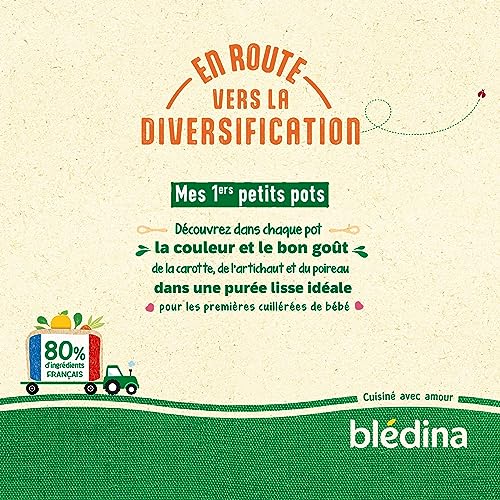 BLEDINA - Petits Pots pour bébé - Carottes, Artichauts, Poireaux - 80% d'ingrédients Français - De 4 à 6 mois - 18 pots x 130g – Image 5