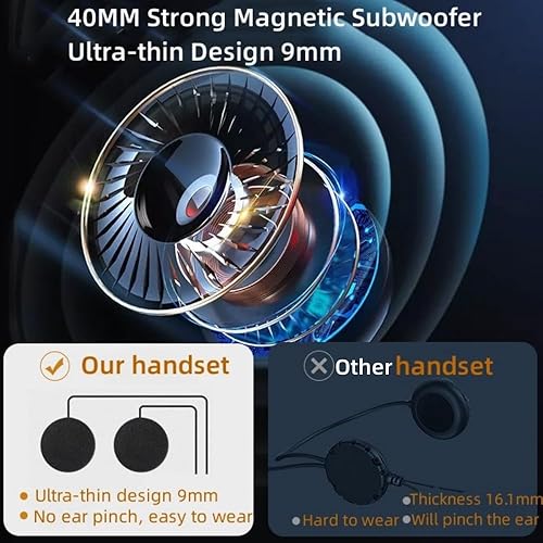 Miniatura 6 de Wokyo Auriculares Bluetooth para motocicleta 160 horas de reproducción, casco impermeable Bluetooth 5.0 Auriculares con micrófono Altavoz Manos