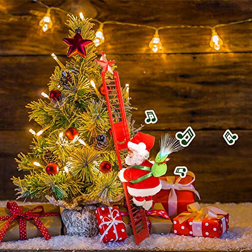 Climbing Ladder Santa with Jingle Bells Music, Allnice Christmas Decorations Christmas Tree Ornament Ladder-Climbing Santa Claus