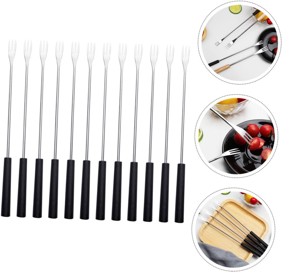 BESTOYARD 60 Pcs Chocolate Fondue Fork Dessert Fork Pp Stainless Steel