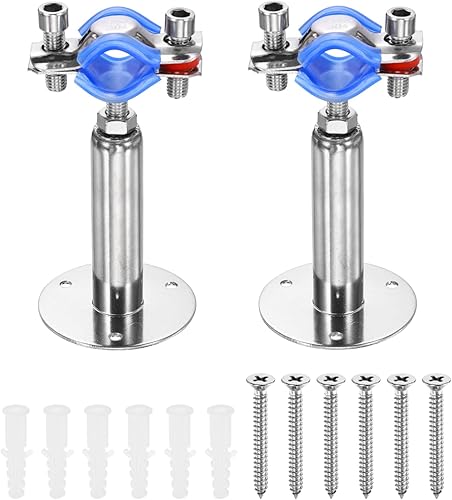 Miniatura 10 de HARFINGTON Juego de 2 soportes de montaje en pared para montaje en techo de acero inoxidable 304 Abrazadera de soporte de tubo ajustable