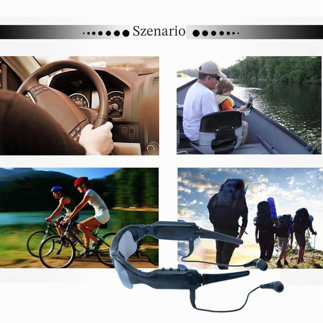 Bluetooth-Sonnenbrille, 5 m, mit Micro-SD-Karte, erweiterbar bis zu 32 GB mit MP3 + Bluetooth + Kamera + Video-Funktionen