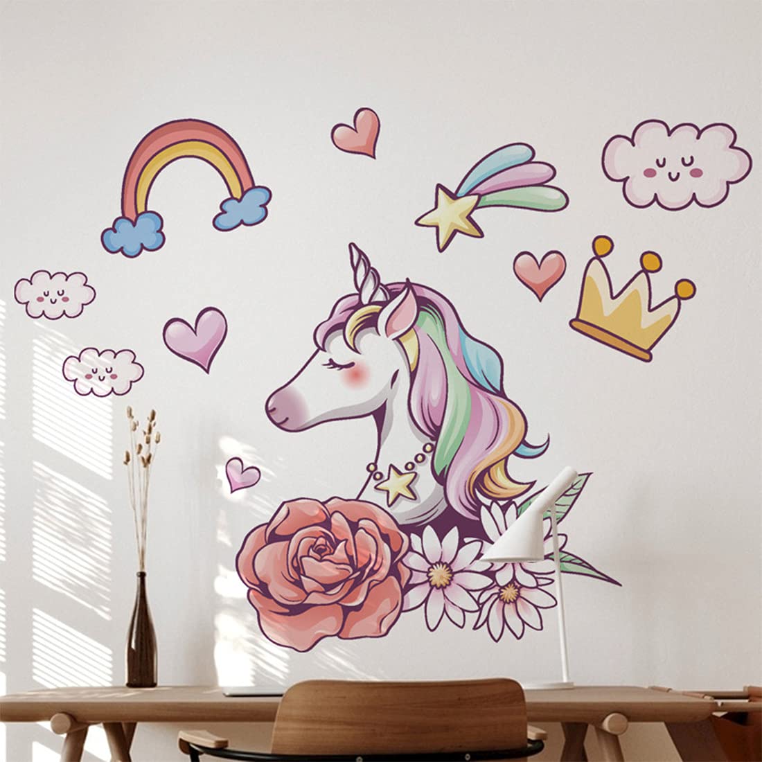 Nikima Adesivo Murale Unicorno Arcobaleno Per Cameretta – 6 Misure, Made In Germany, Certificato Greenguard - 4