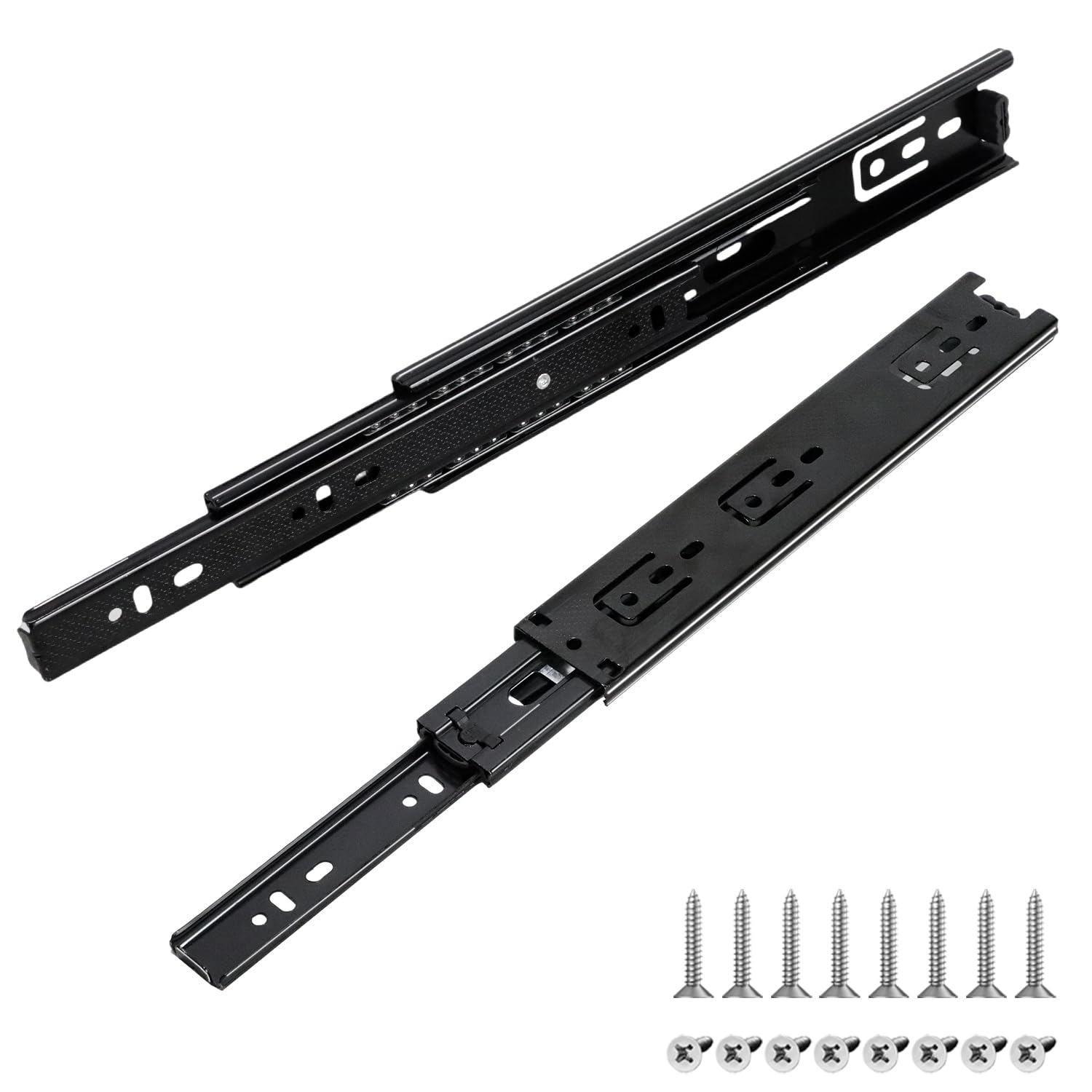 Prmape 2 Pcs Ball Bearing Drawer Runners 250mm, Ball Bearing Metal Black Runners Slides Rails Track