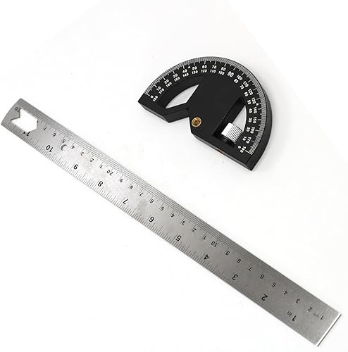 Miniatura 2 de Buscador de ángulos transportador de 12 pulgadas, regla de ángulo ajustable de acero inoxidable, herramienta de medición de ángulo con herramienta