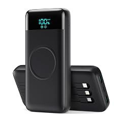 Wireless Portable Charger 40800mAh with 3 Built-in Cables 7-in-1 15W Wireless Charging Power Bank 25W PD QC 4