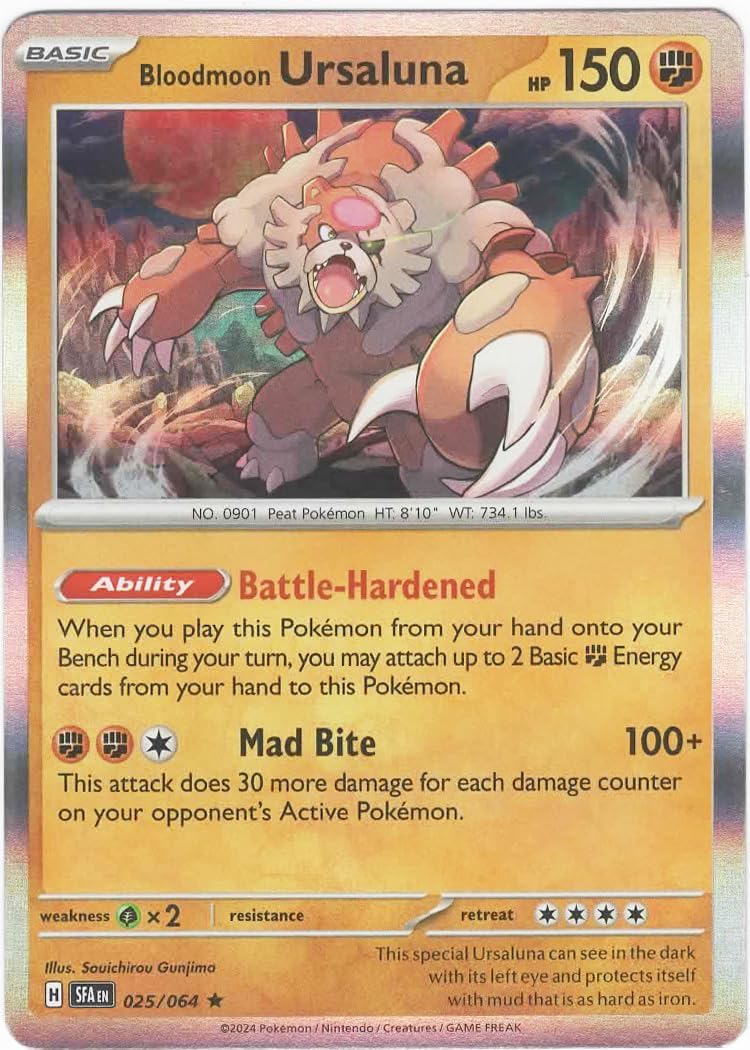 Pokemon – Bloodmoon Ursaluna 025/064- Shrouded Fable – Holo Rare Foil – Single Card